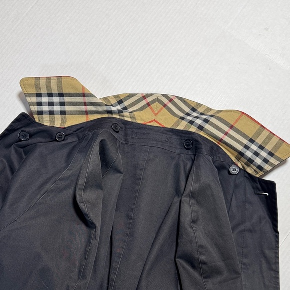 BURBERRY Vintage Classic Black Women's Car Coat Nova Check Size 8R Faded Fabric - Picture 14 of 16